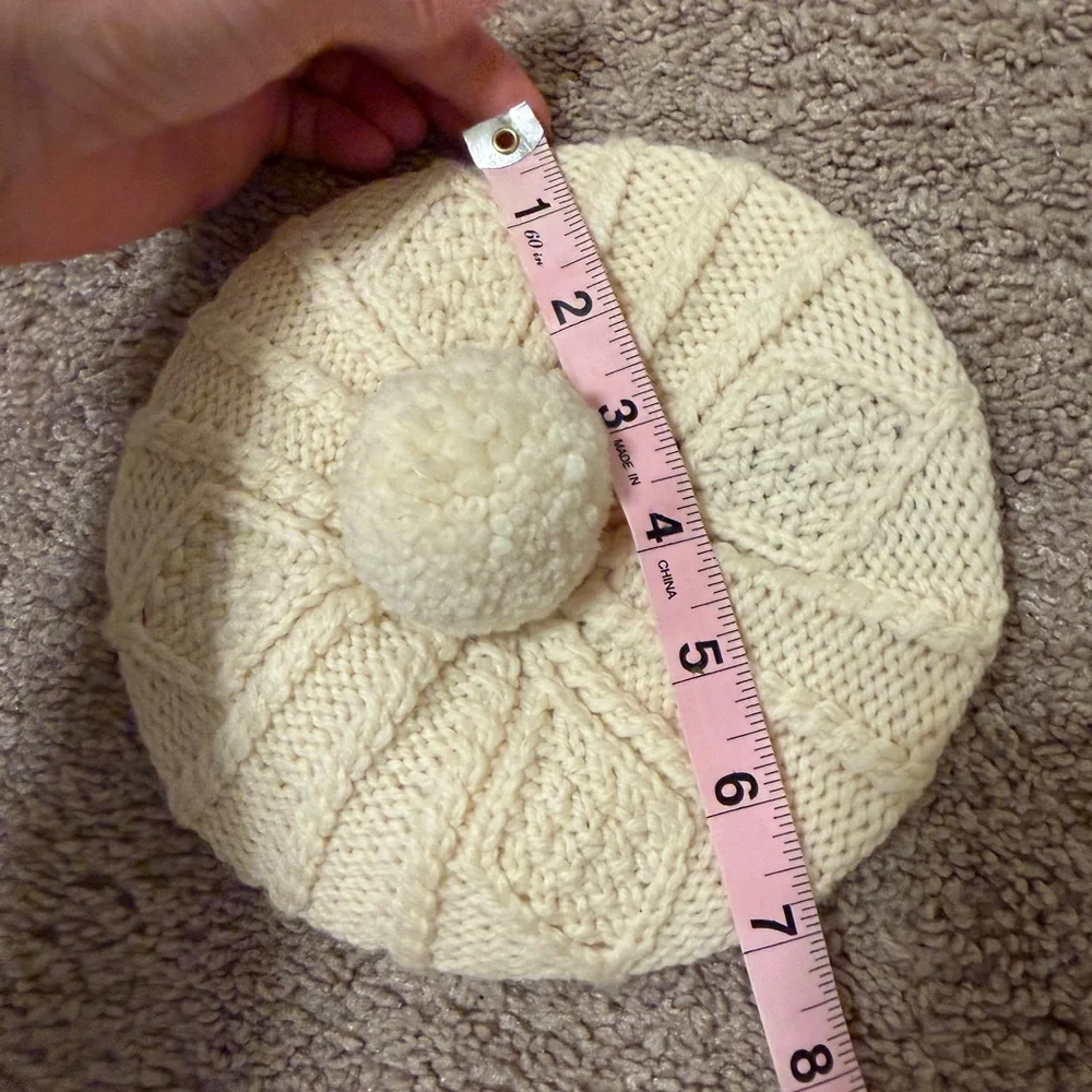 Aran Woollen Mills 100% Merino Wool Children’s Beret hat Natural cream